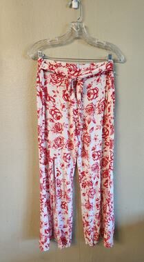 Dizzy Gal Rayon Dress Pants with Slits Women's SZ Medium Romantic Roses